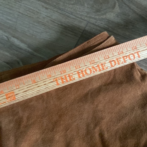 VTG Cedar Fringed Tan Suede true wrap Skirt size M boho festival rustic hippie - Picture 14 of 15
